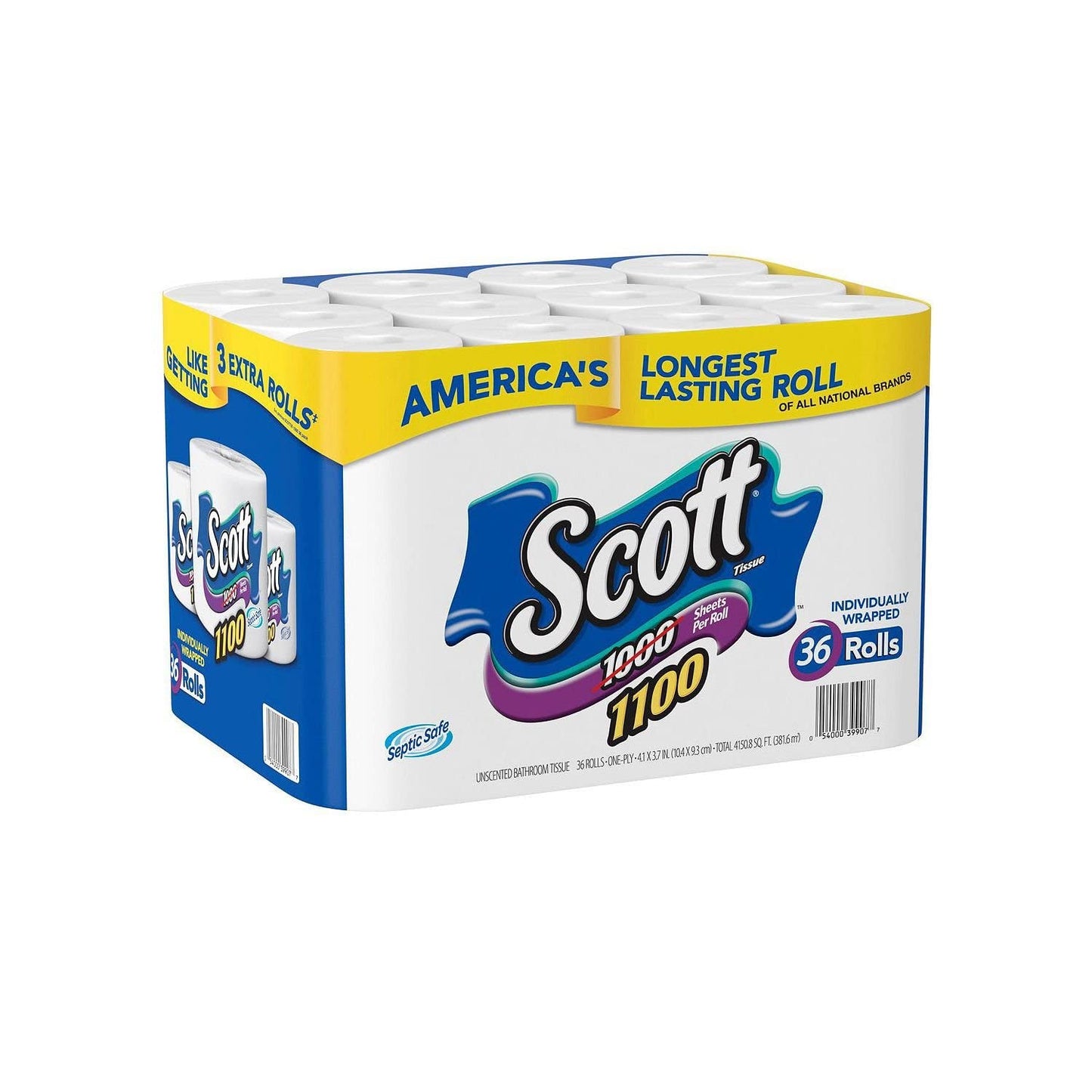 Scott 1100 Unscented Bath Tissue, 1-ply (36 Rolls)