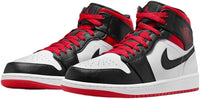 Jordan Mens Air 1 Mid Gym Red Black Toe - White/Gym Red-Black - Size 13