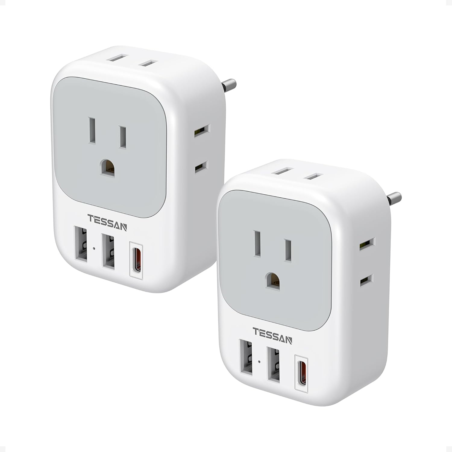 2 Pack European Travel Plug Adapter