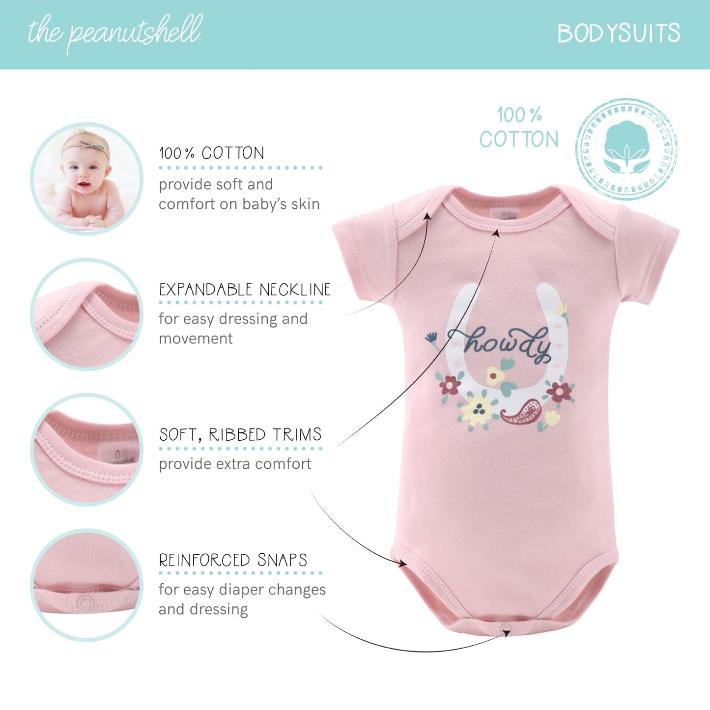 The Peanutshell Newborn Clothes & Accessories Gift Set for Baby Girls - 16 Piece Layette Set - Floral - Fits Newborn to 3 Months