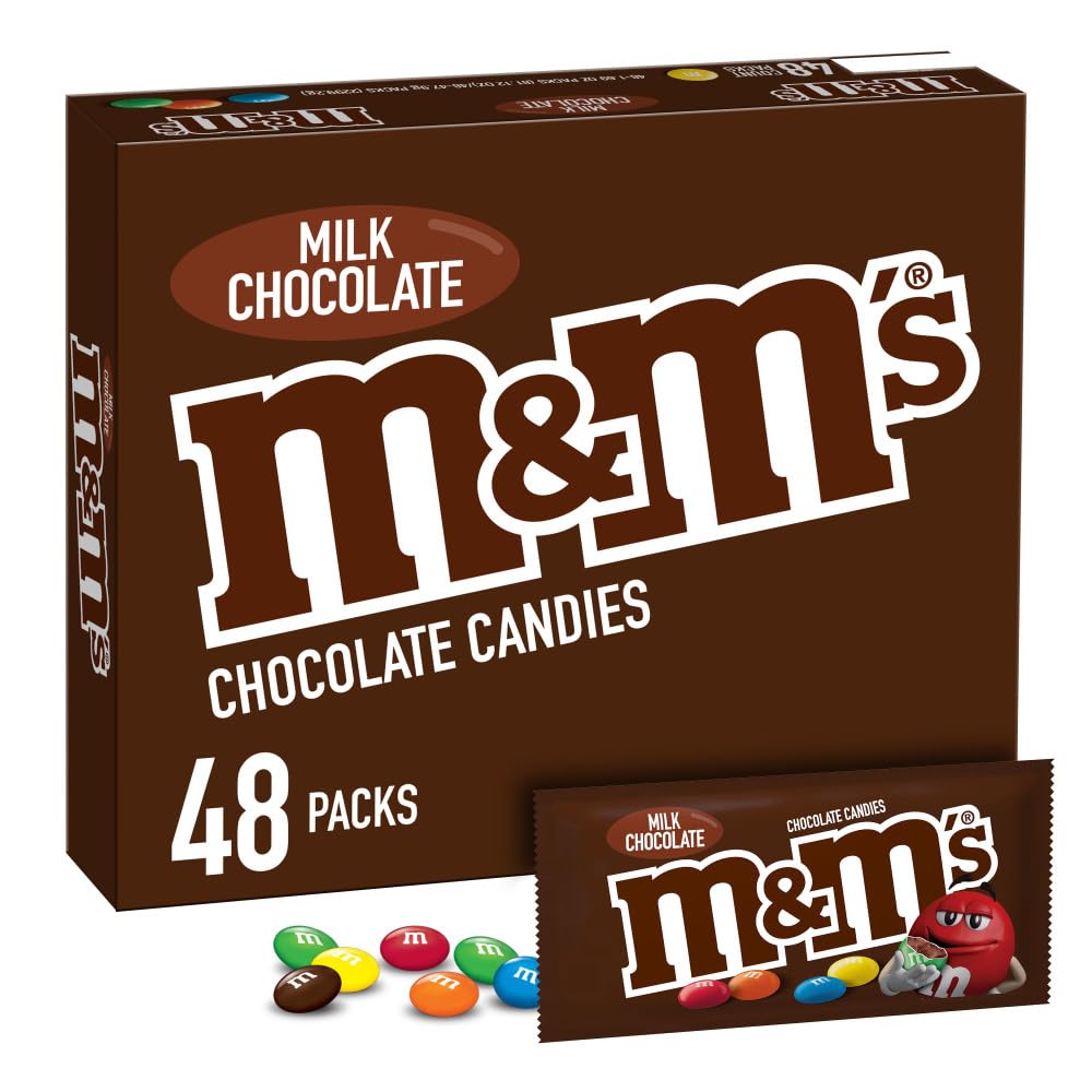 M&M'S Milk Chocolate Candy Singles Size 1.69-Ounce Pouch 48-Count Box