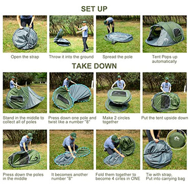 Night Cat Pop-up Camping Tent: 2 Person Tent Waterproof Instant Easy Setup Family Tent