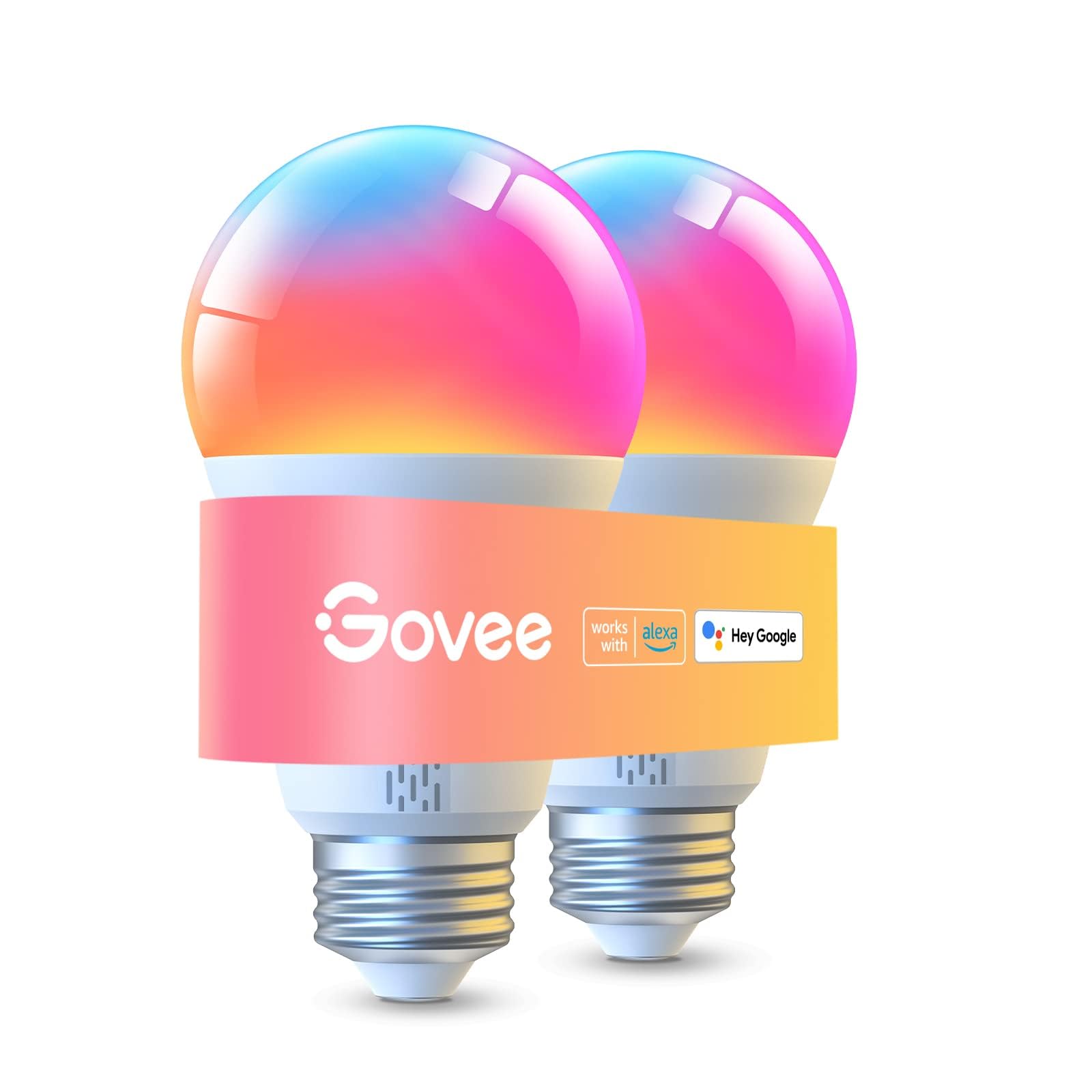 Govee LED Smart Light Bulbs, 1000LM Color Changing Light Bulb, Wi-Fi & Bluetooth Light Bulbs, Work with Alexa and Google Assistant, Dimmable RGBWW A19 75W Equivalent Smart Bulbs, 2 Pack