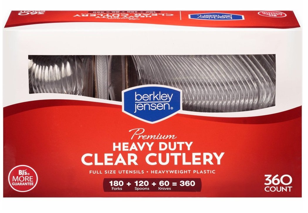 Berkley Jensen Super Premium Heavyweight Plastic Cutlery, 360 ct. - Clear