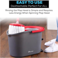 SIMPLI-MAGIC Spin Mop and Bucket with Wringer Set, Mop Bucket Cleaning System with Foot Pedal, 360°Rotation, 3 Microfiber Mop Heads