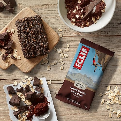 CLIF BAR - Chocolate Brownie Flavor - Made with Organic Oats - 10g Protein - Non-GMO - Plant Based - Energy Bars - 2.4 oz. (12 Pack)