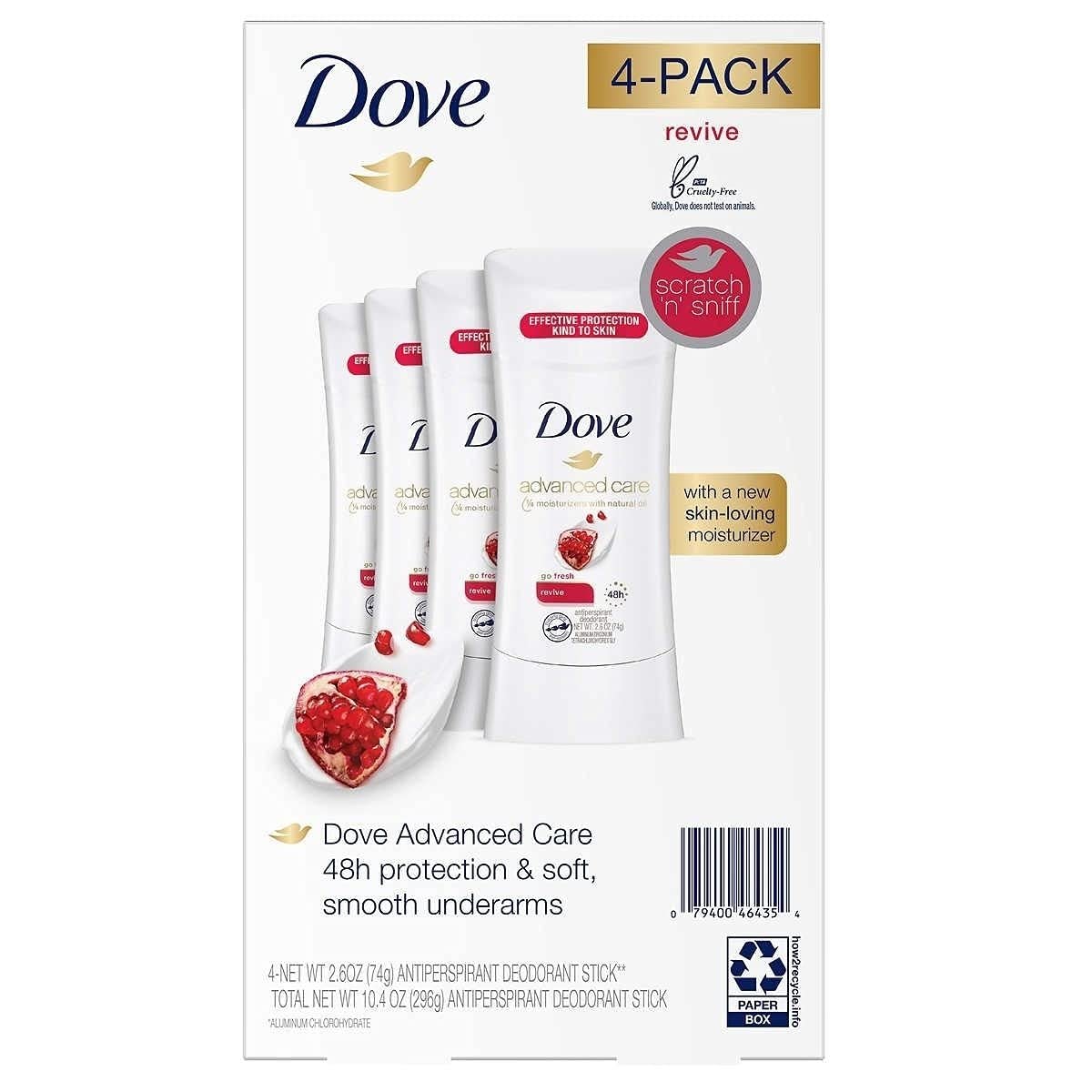 Dove Advanced Care Antiperspirant, 2.6 Ounce (Pack of 4)