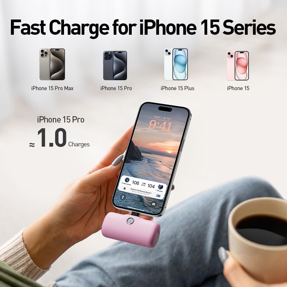 iWALK USB-C Portable Charger for iPhone 15: Mini 20W 4800mAh wireless Power Bank Fast Charging Travel Battery Pack Compatible with iPhone 15 Plus/15 Pro/15 Pro Max/iPad/AirPods Andriod Phone Samsung