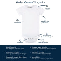 Gerber unisex-baby 8-pack Short Sleeve Onesies Bodysuits (6-9 Months, Floral Princess)