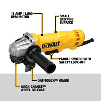 DEWALT Angle Grinder, 4.5 Inch, 11 Amp, With Paddle Switch (DWE402)