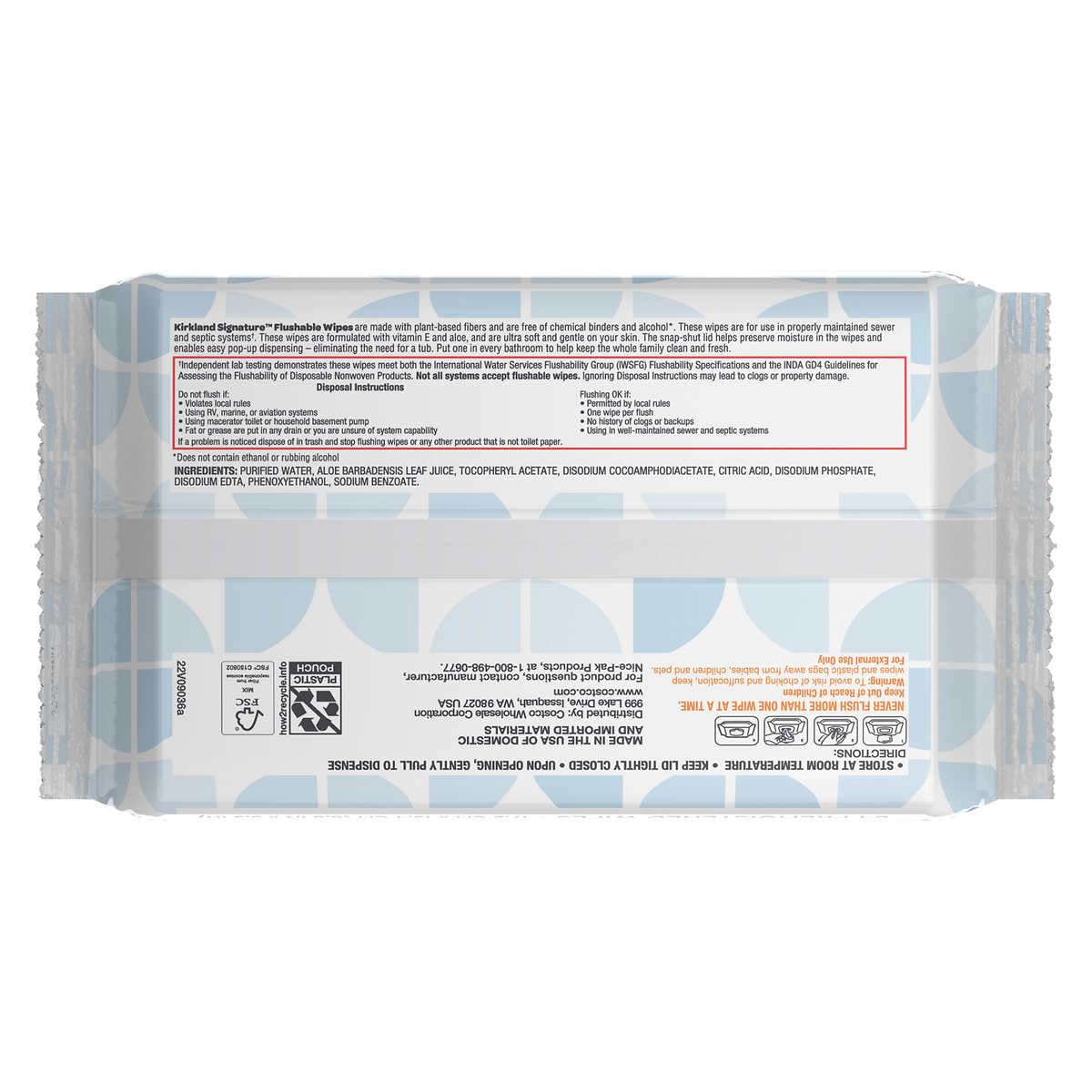 Kirkland Signature Premoistened Flushable Wipes, Fragrance Free, 640 Count