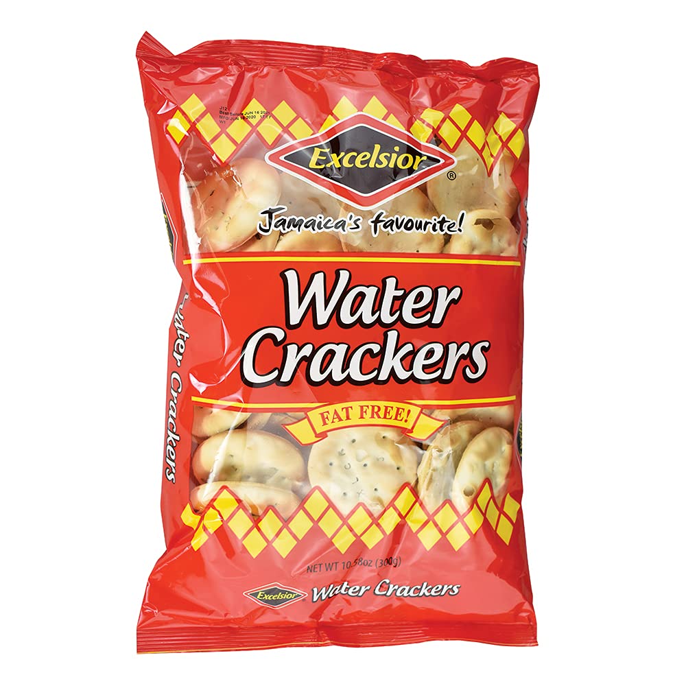 Excelsior Water Crackers Jamaica's Favorite FAT FREE (Pack of 3 at 10.58oz Each)