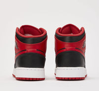 Jordan Nike Air 1 Mid Men's Shoes Black/Fire Red-White Size 10