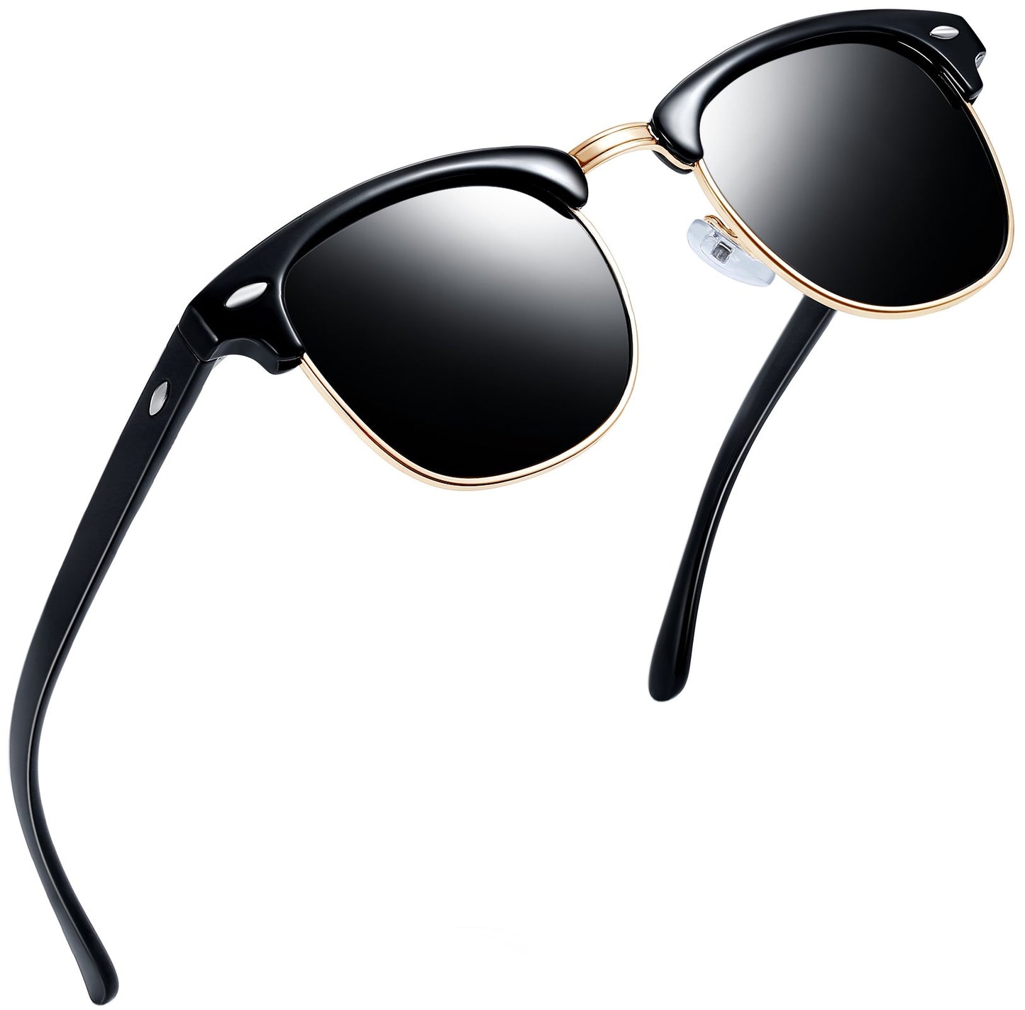 Joopin Semi Rimless Sunglasses Horn Rimmed Sun Glasses Polarized UV400 Half Frame Shades for Men Women (Black Simple Packaging)