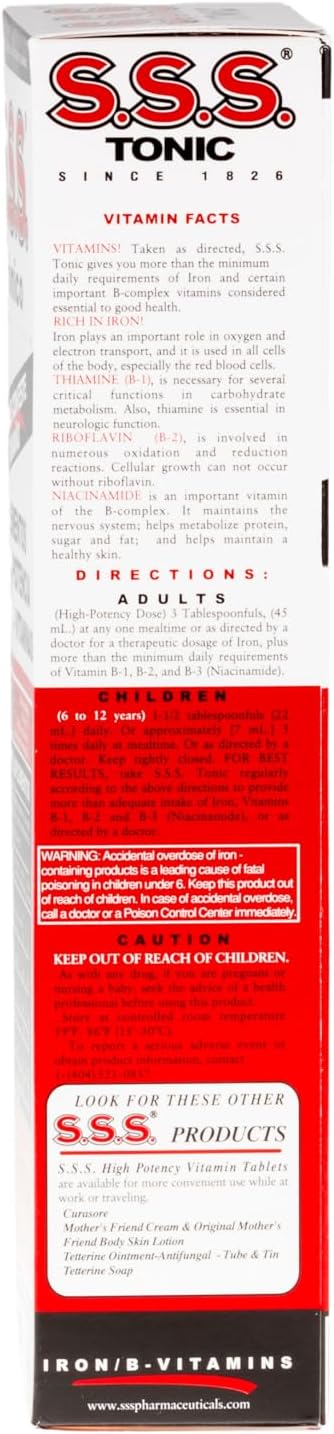 S.S.S. Tonic – High Potency Iron Supplement with B1, B2, B3 Vitamins – 20 fl oz Liquid Formula