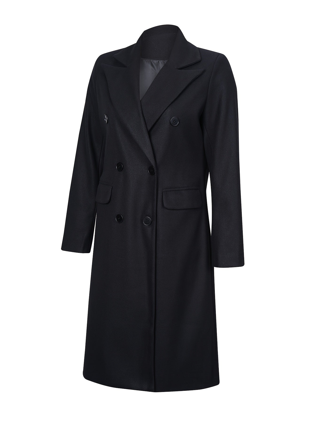 Double Breasted Simple Trench Coat, Casual Long Sleeve Outerwear, Women's Clothing