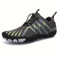[Breathable Barefoot Water Shoes] Breathable Men's Barefoot Water Shoes - Non-Slip, Durable Striped Design - Perfect for Beach, Workout, Walking, Hiking & Running | Lace-Up Closure | Mesh Upper & Rubber Sole