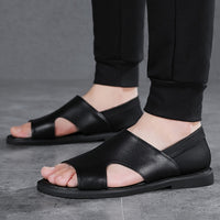 Men's Solid Color Open Toe Breathable Sandals, Comfy Non Slip Casual Durable Beach Water Shoes, Men's Footwear