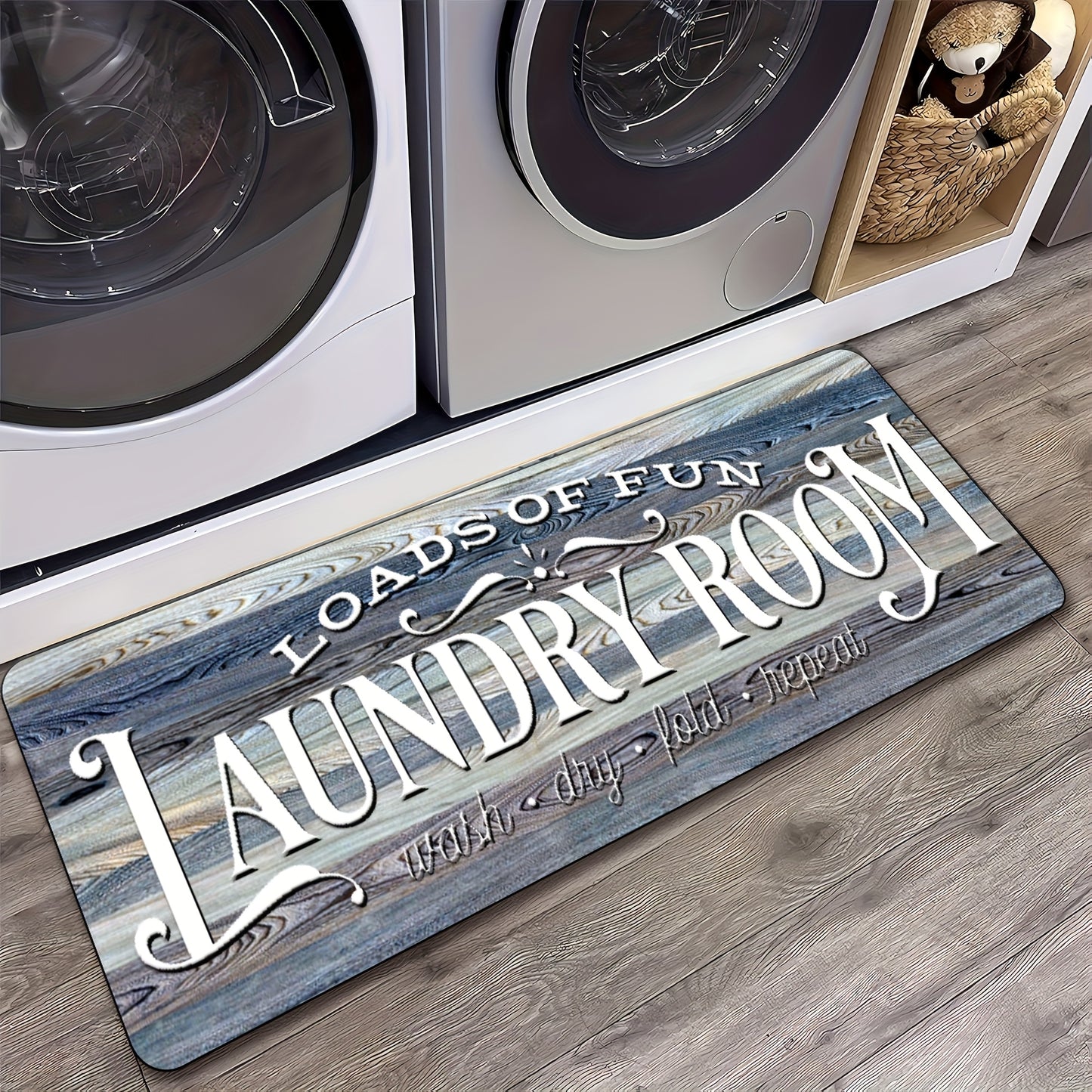 1pc Non Slip Laundry Room High Quality Runner Rug, Decor Non-Skid Comfort Standing Mat Machine Washable Text Design Laundry Mat, Floor Mats & Matting for Kitchen, Porch, Bathroom, Hotel, Commercial Laundry Rooms, And Home