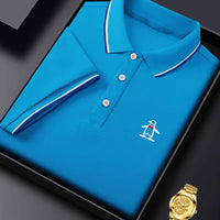 [Stretch Fabric Casual Shirt] Breathable Stretch Fabric Men's Casual Shirt - Penguin Print for Golf & Tennis - Perfect Gift Idea