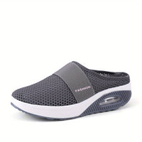 Women's Flying Woven Mesh Sandals, Casual Air Cushion Sole Mules, Breathable & Lightweight Mule Sneakers