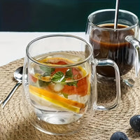 4pcs Set 350ml/11.84oz, With Lid And Spoon, Double-layer Glass Coffee Cup, Insulated Glass Coffee Cup, Set Of 4 Coffee Cups, Latte Coffee Cup, Americano, Cappuccino, Tea Bag, Transparent Glass