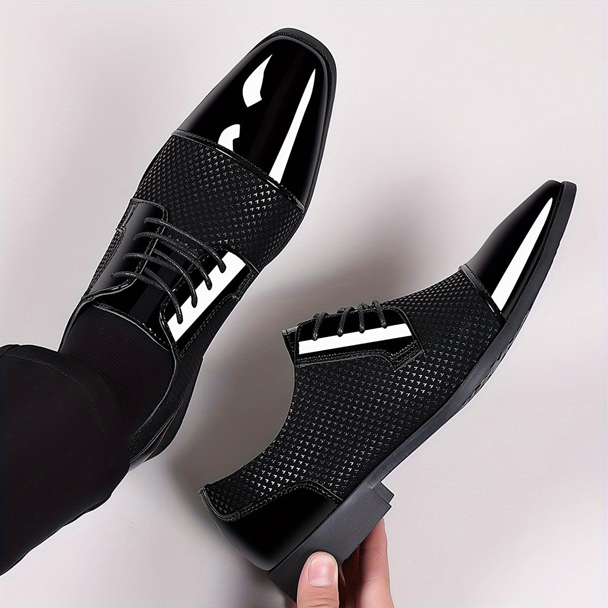 Men'S Dress Shoes Classic Lace-Up Formal Oxfords Modern Tuxedo Business Casual Scale Pattern Comfort Formal Shoes for Men Father'S Day Gift