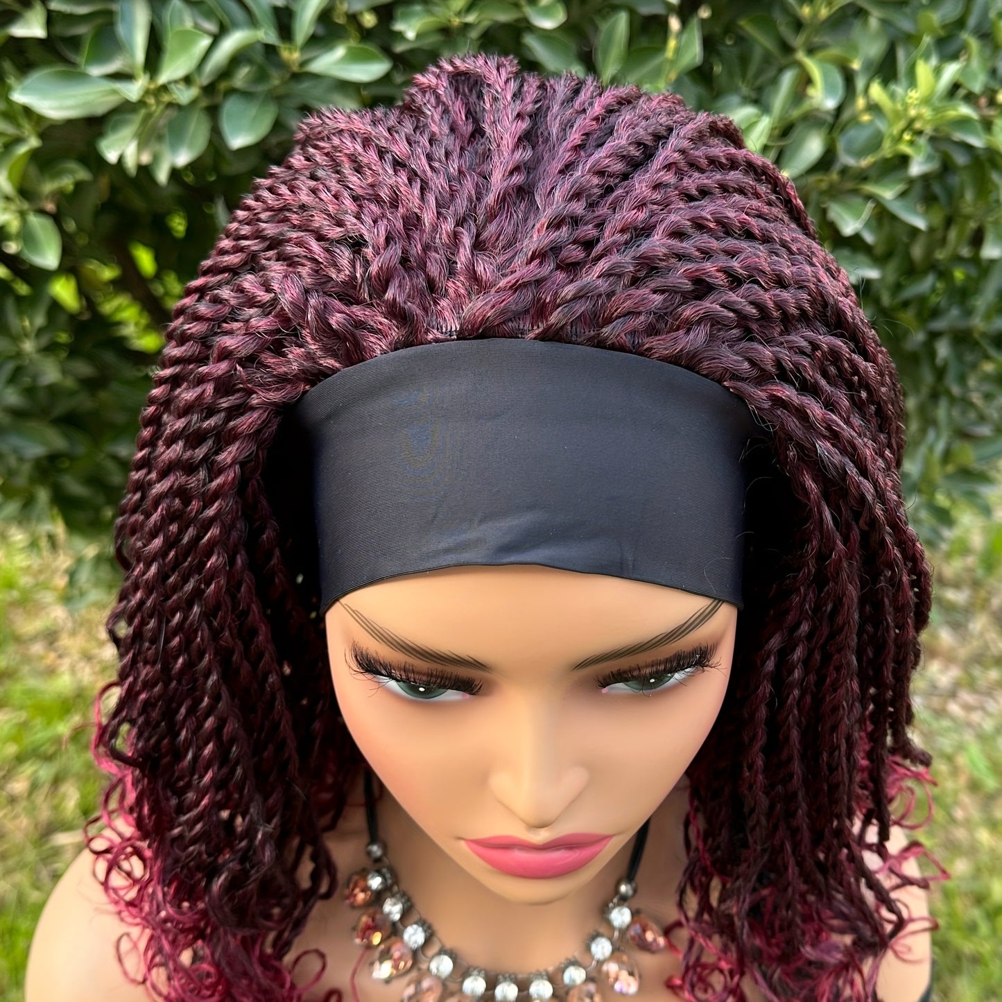 Flattering Short Box Braided Headband Wig - Virtually Heatproof, Effortless Crochet Style - Superb Synthetic Hair for Black Women - Fashionable Bob, Secure Machine Made Wig