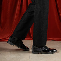 Bruno Marc Classic Glossy Velvet Men's Dress Shoes - Formal Oxford Lace-up Caden