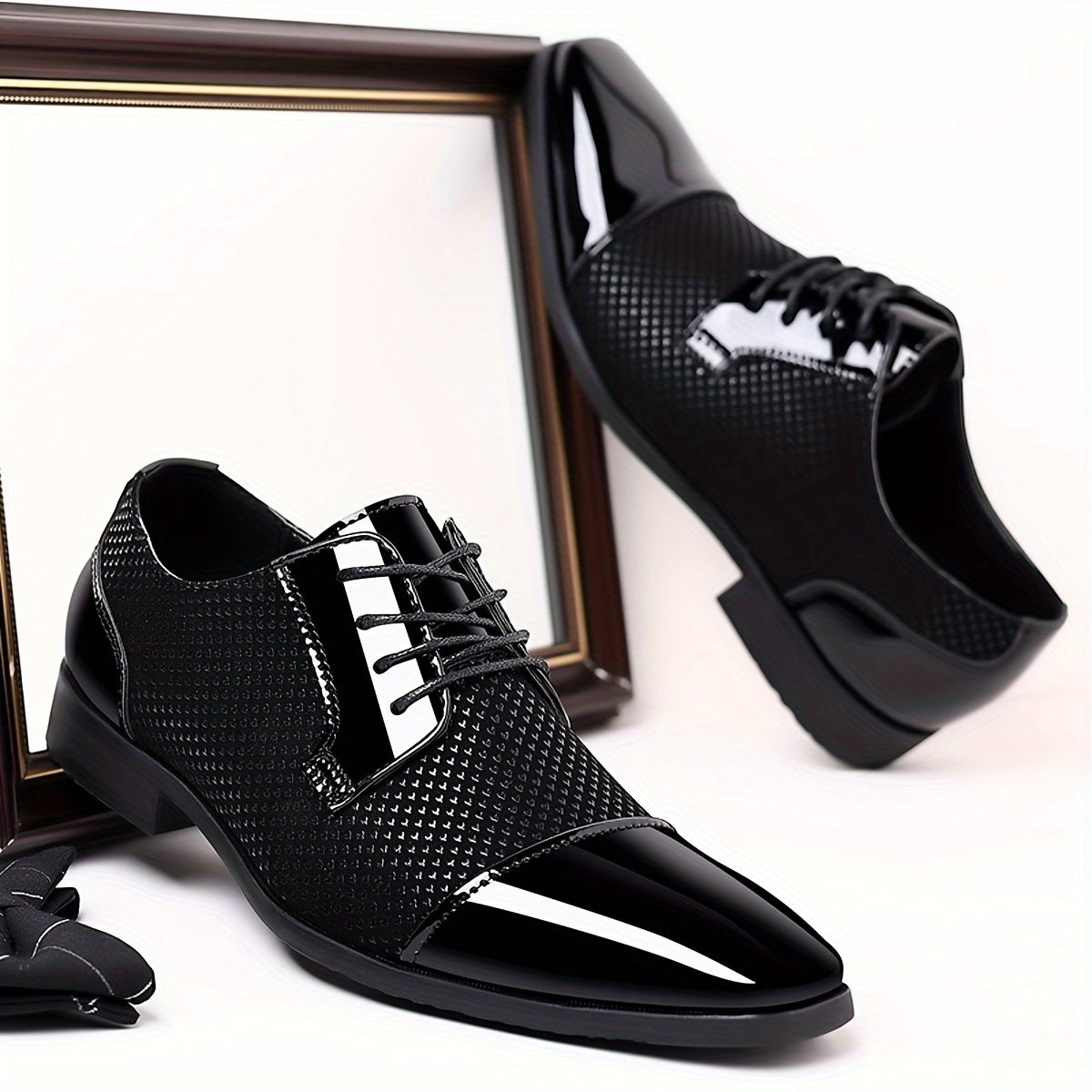 Men'S Dress Shoes Classic Lace-Up Formal Oxfords Modern Tuxedo Business Casual Scale Pattern Comfort Formal Shoes for Men Father'S Day Gift