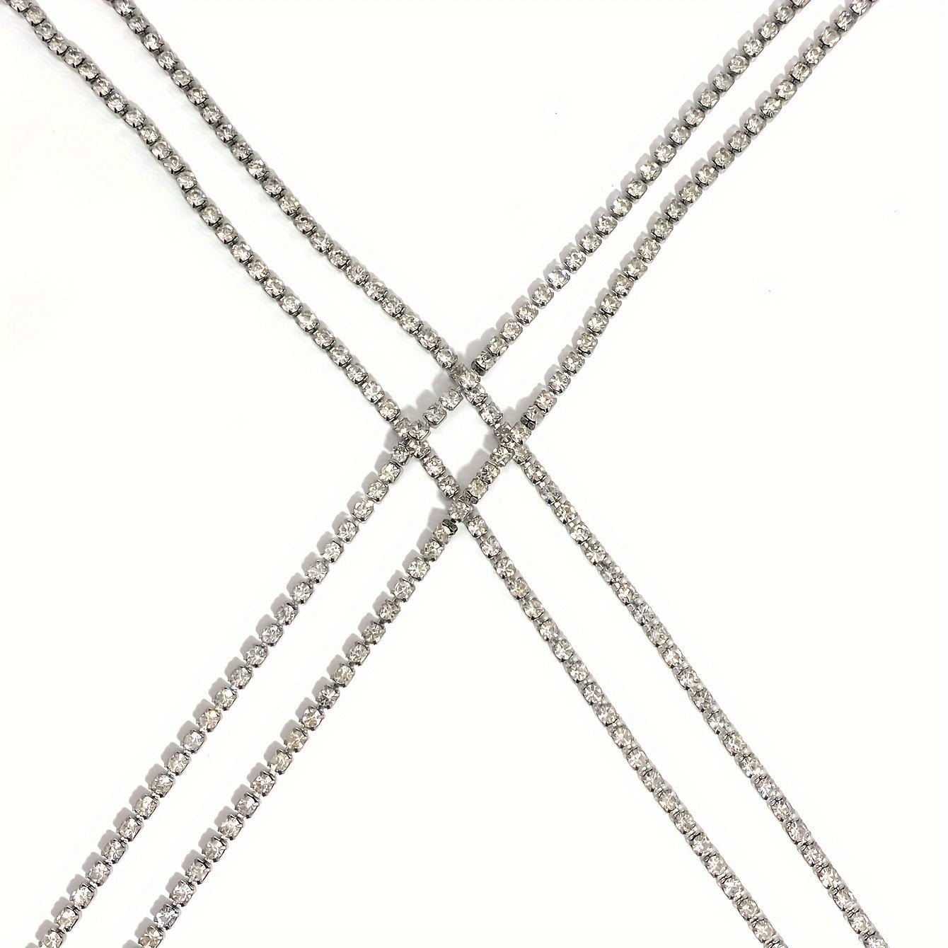 [Luxury Chest Chain Jewelry Shiny] Luxury Cross Chest Chain Shiny Rhinestones Body Chain Jewelry