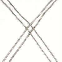 [Luxury Chest Chain Jewelry Shiny] Luxury Cross Chest Chain Shiny Rhinestones Body Chain Jewelry