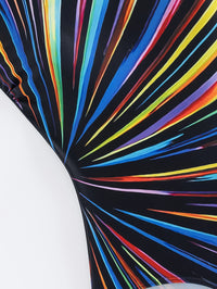 Plus Size Fashionable Swimsuit, Women's Plus Stripe Print Square Neck One Piece Bathing Suit