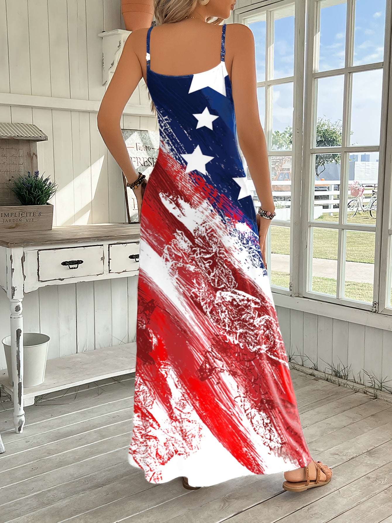 Digital Printed Women'S American Flag Camisole Style Sleeveless Vacation Commuting Leisure Travel Daily Business Gifts Party Style Elegant And Fashionable Spring/summer Women'S Dress