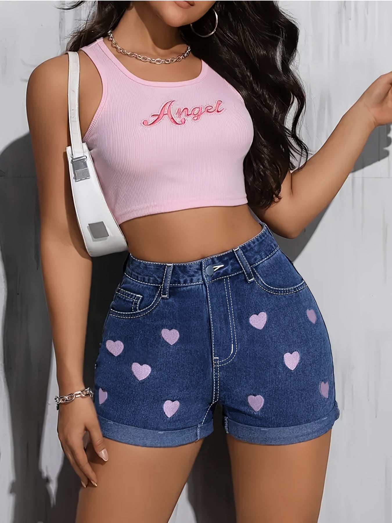 [High Waisted] Denim Shorts | High Waisted | Embroidered | Comfortable | Summer