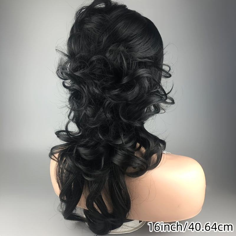 [Heat Resistant Mullet Wig] 180% Density Heat Resistant Synthetic Hair Wig - Chic Pixie Cut Mullet for Women - Long Wavy Style with Bangs, Beginner-Friendly, Voluminous Body Wave Texture