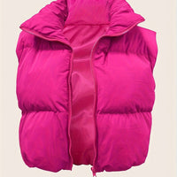 Stylish High Neck Sleeveless Vest Coat - Zip-Up, Casual, Solid Color, Women's Outerwear - Perfect for Daily Wear, Travel, and Outdoor Activities