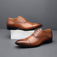 Men's Cap Toe Oxford Shoes, Comfy Non Slip Rubber Sole Lace Up Durable Formal Shoes, Men's Footwear