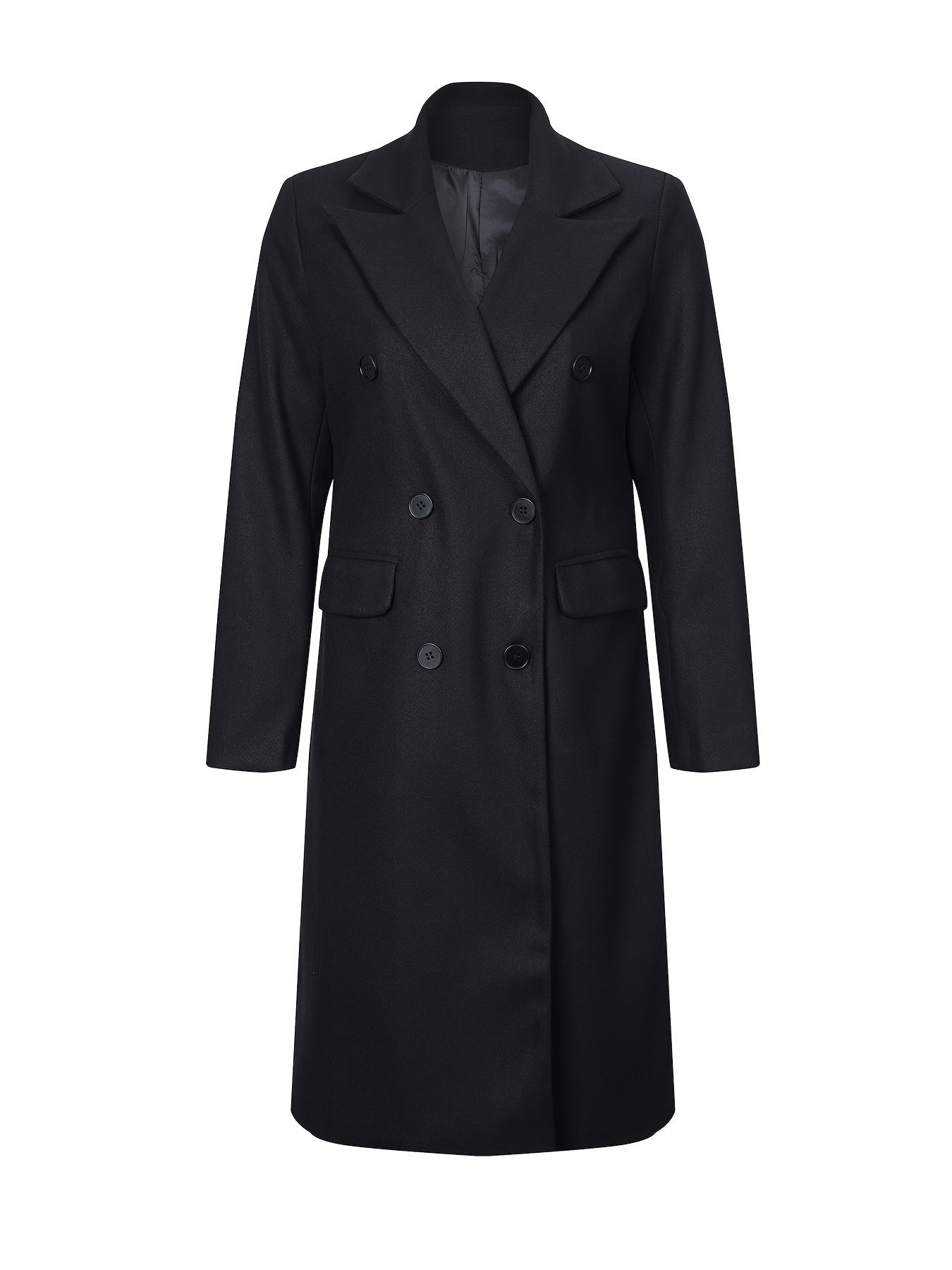 Double Breasted Simple Trench Coat, Casual Long Sleeve Outerwear, Women's Clothing