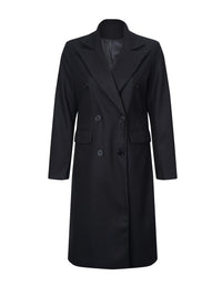 Double Breasted Simple Trench Coat, Casual Long Sleeve Outerwear, Women's Clothing
