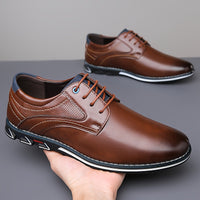 Plus Size Men's Solid Colour Plain Toe Derby Shoes, Comfy Non Slip Lace Up Rubber Sole Dress Shoes, Men's Footwear