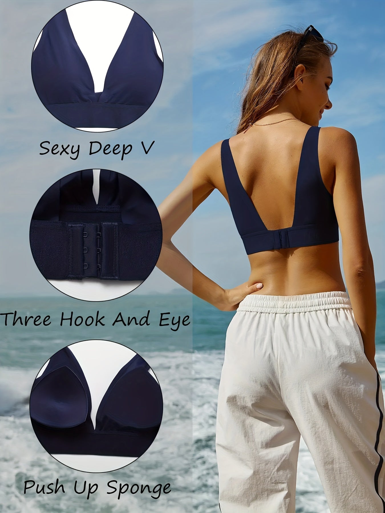 Seamless Plunge Bra, Comfy & Breathable Deep V Wireless Bra, Women's Lingerie & Underwear