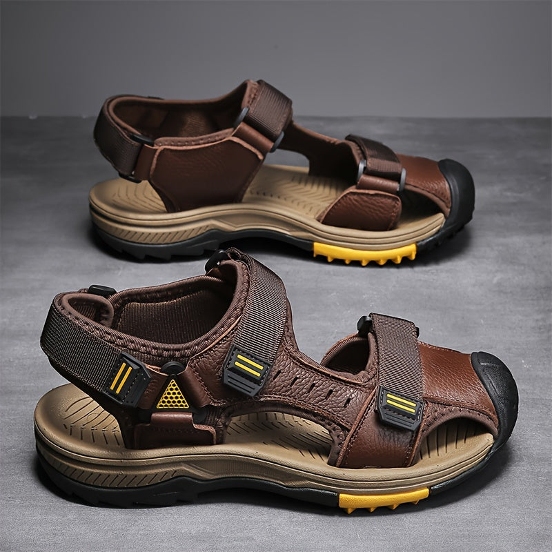[Breathable Sandals] Summer Breathable Men's Sandals | Casual Sporty Open-Toe Shoes with Adjustable Straps, Faux Cover & Rubber Sole for Beach, Hiking, and Outdoor Activities