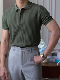 Men's Casual Shirt - Breathable Polyester, Solid Color with Button Detail, Perfect for Golf & Tennis