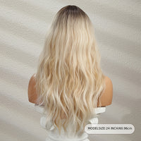 Long Ombre Blonde Hair Wig Natural Looking Layered Wavy Wigs For Women Heat Resistant Hair Wig Cosplay Party Synthetic Wig