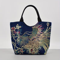 [Fashion Satchel] Retro Style Wo 'S Embroidered Satchel Bag | Fashion Double Handle Purse with Removable Strap