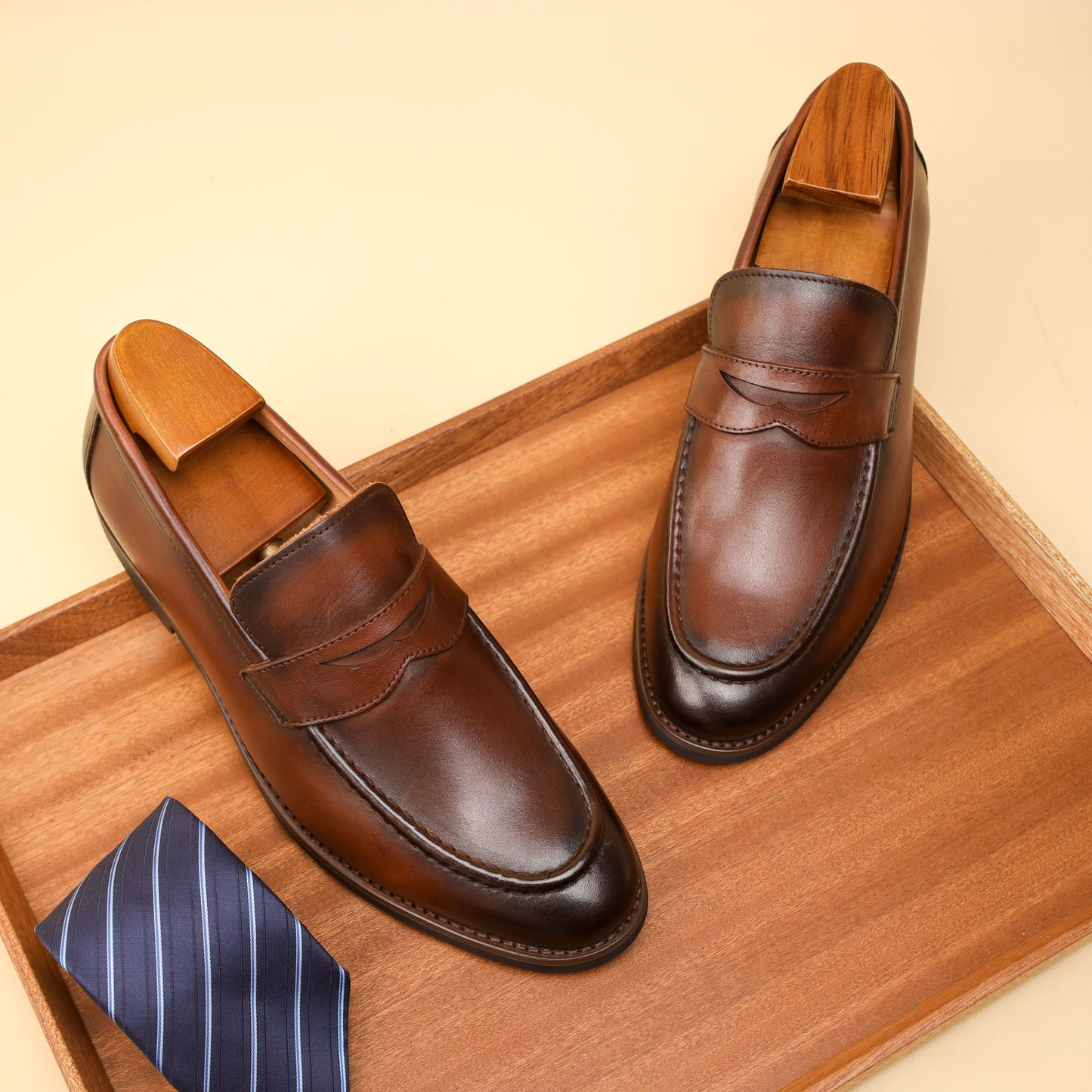 [Top Grain Leather Slip On Loafers] Men's Top Grain Cow Leather Upper Slip On Loafer Shoes, Comfy Non Slip Rubber Sole Casual Dress Shoes, Men's Footwear