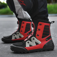 Men's Professional High Top Motorbike Boots With Adjustable Rotating Buckle, Comfy Non Slip Durable Microfiber Upper Rubber Sole Shoes, Men's Footwear
