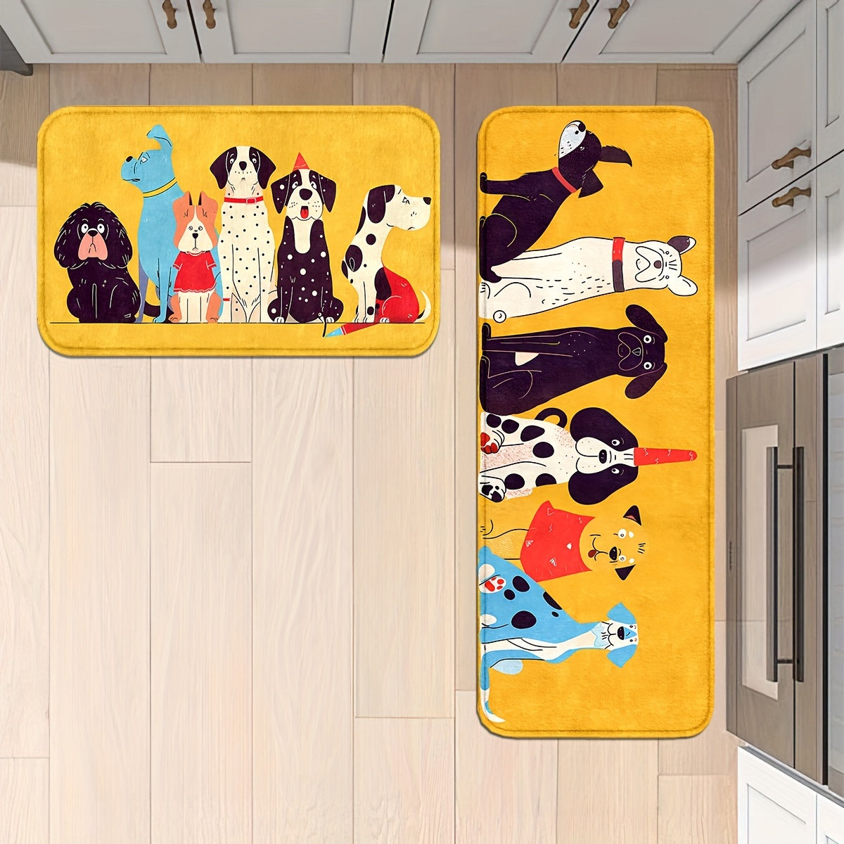 Festive Dog Animal Kitchen Mats: Non-slip, Durable, and Comfortable for Kitchen, Home, Office, Bathroom, and Laundry Room - Available in Different Sizes