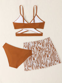 3pcs Fashionable Girls Bikini Swimwear Set - Comfortable, Quick-Dry Bathing Suit with Adjustable Straps - Perfect Sun-Ready Summer Clothes for Beach Vacations